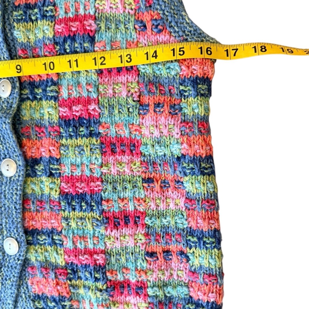 Susan Bristol Vintage Y2K Multi Color Patchwork Knit Sweater Vest Womens Small - Picture 7 of 11